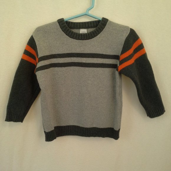 Baby Gap boys sweater Size 4Y Cotton Pullover Gray orange Stripes - Picture 1 of 9
